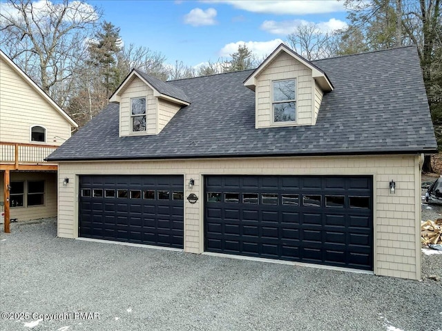 view of detached garage