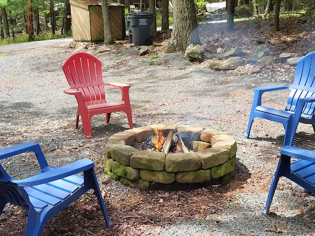 74 Split Rock Rd, Lake Harmony, PA 18624 - view of patio / terrace with a fire pit