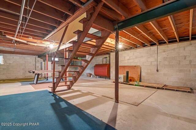 basement with water heater