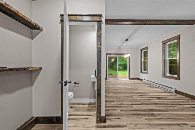 15 Locust Ridge Rd, Thornhurst, PA 18424 - interior space with a baseboard heating unit and wood finished floors