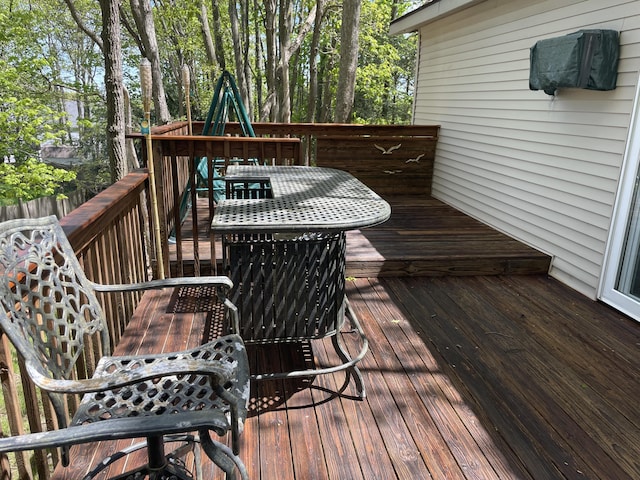 6 Cobblewood Dr, Mount Pocono, PA 18344 - wooden terrace with outdoor dining space