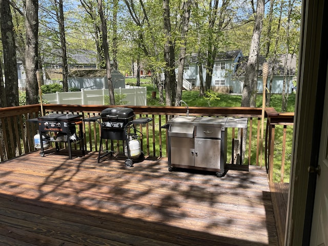 6 Cobblewood Dr, Mount Pocono, PA 18344 - wooden deck with a grill