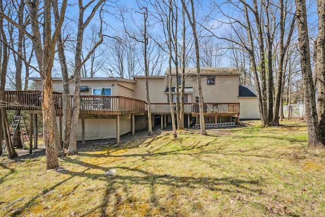 6 Cobblewood Dr, Mount Pocono, PA 18344 - back of house with a deck and a lawn