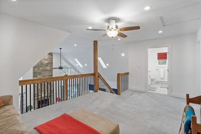 22 Petrarch Trl, Albrightsville, PA 18210 - living area with recessed lighting, baseboards, a ceiling fan, and carpet floors