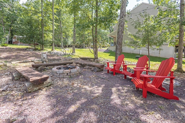 151 S Lake Dr, Lake Harmony, PA 18624 - view of yard featuring an outdoor fire pit