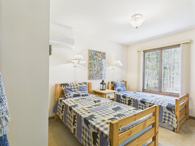 5541 Fox Rd, Pocono Pines, PA 18350 - carpeted bedroom featuring baseboards and a wall unit AC