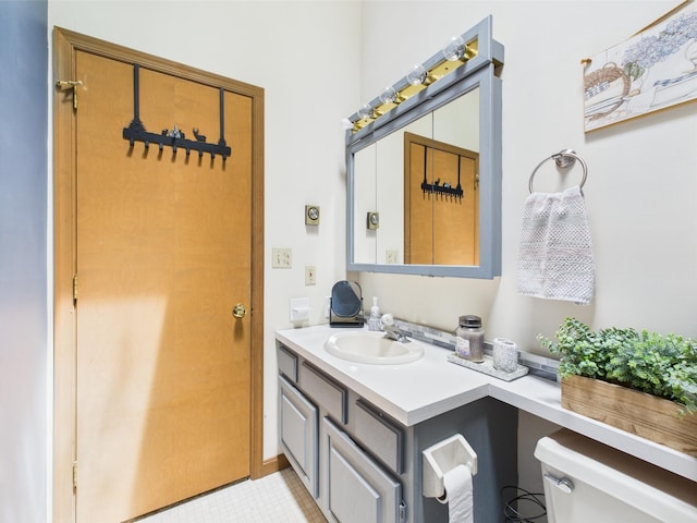 5541 Fox Rd, Pocono Pines, PA 18350 - bathroom with vanity, toilet, and tile patterned flooring