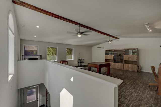 210 Egret Way E, Stroudsburg, PA 18302 - kitchen with dark wood-style floors, ceiling fan, baseboards, and recessed lighting