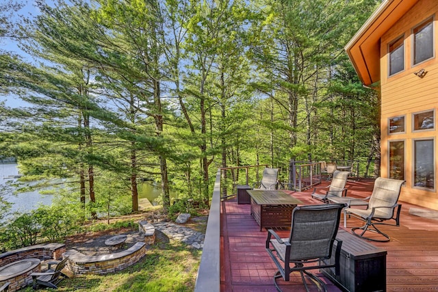 210 Egret Way E, Stroudsburg, PA 18302 - wooden deck with a fire pit