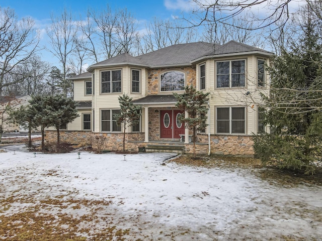 view of front of house featuring stone siding