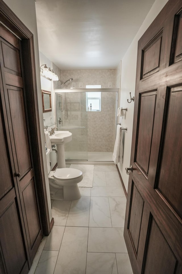 569 Lafayette Ave, Palmerton, PA 18071 - bathroom with marble finish flooring and a shower stall