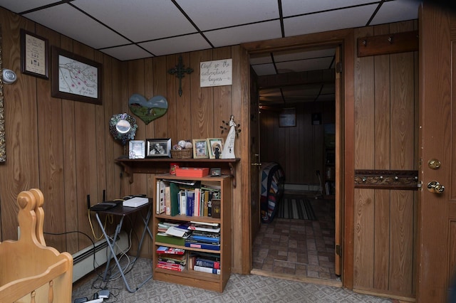 3193 Pine Ridge Dr, Bushkill, PA 18324 - miscellaneous room featuring wooden walls and a drop ceiling