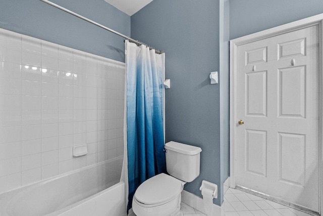 255 Rising Meadow Way E, Stroudsburg, PA 18302 - bathroom with shower / bathtub combination with curtain and tile patterned floors