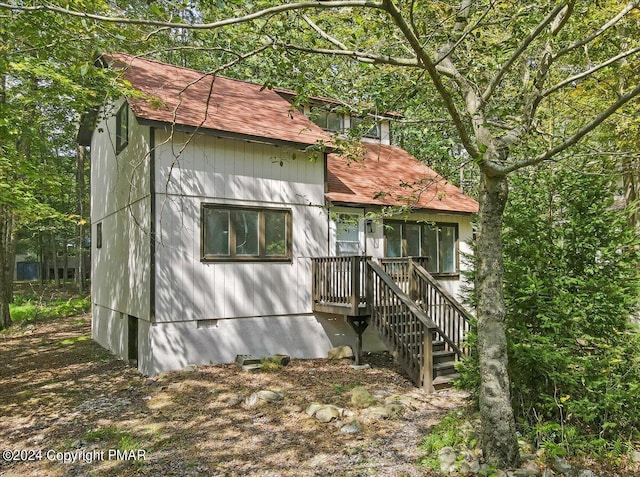 rustic home with stairway