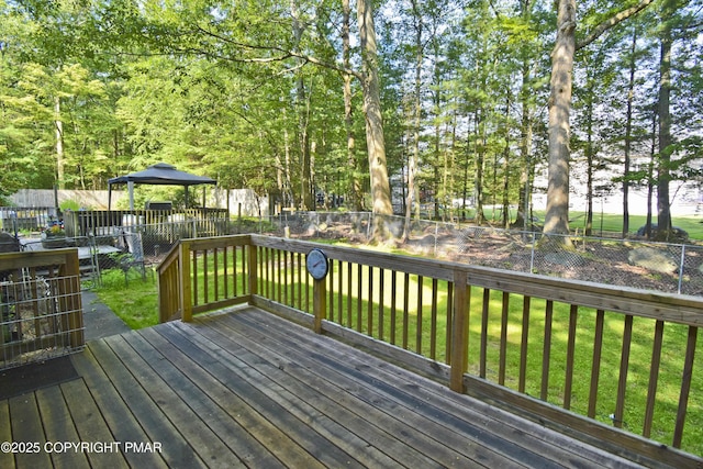 4462 Woodside Dr, East Stroudsburg, PA 18301 - wooden deck with a gazebo and a fenced backyard