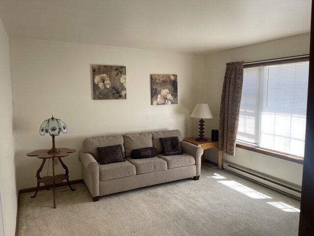 2852 Oak View Ln, Tobyhanna, PA 18466 - living area featuring baseboard heating and light colored carpet