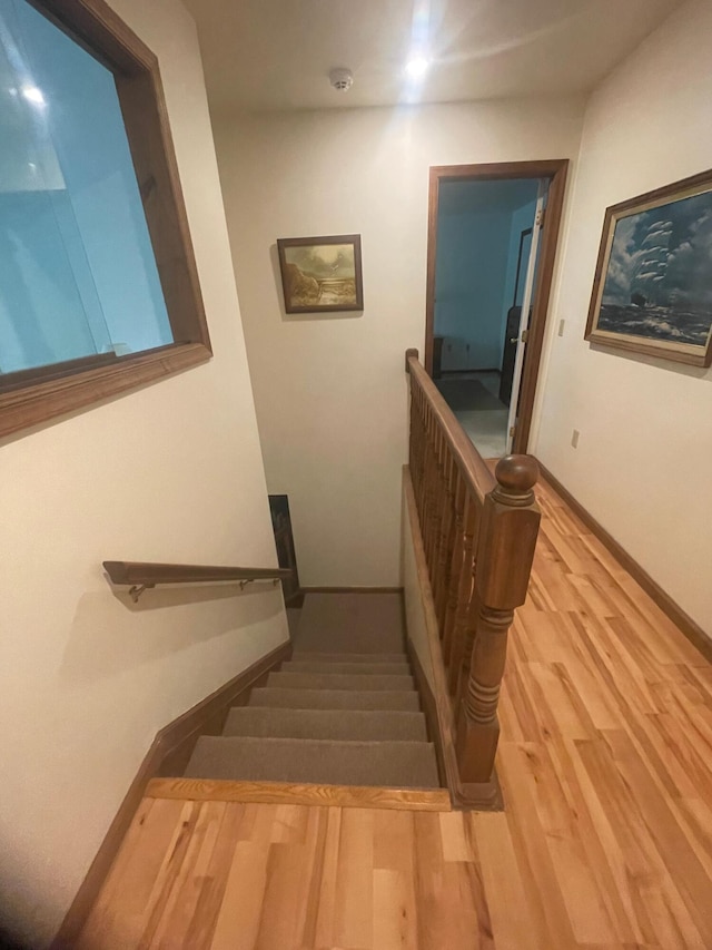 2852 Oak View Ln, Tobyhanna, PA 18466 - staircase with wood finished floors and baseboards