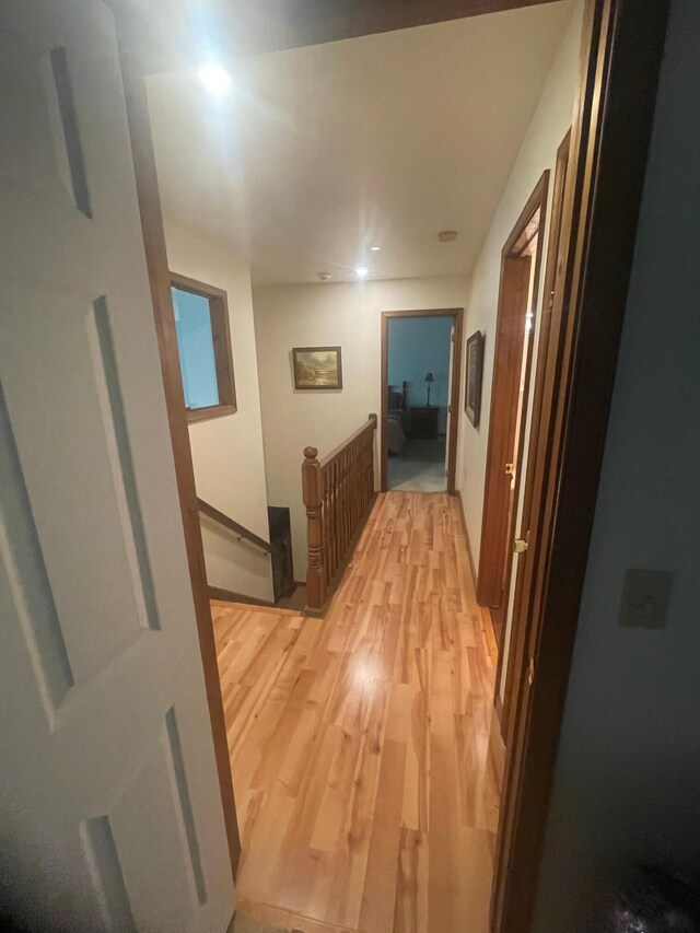 2852 Oak View Ln, Tobyhanna, PA 18466 - hallway featuring an upstairs landing, light wood-type flooring, and recessed lighting