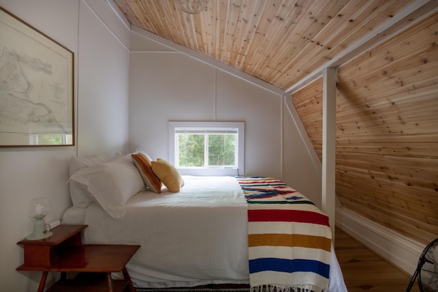 235 3rd St, Pocono Pines, PA 18350 - bedroom with wood ceiling, wood finished floors, and vaulted ceiling