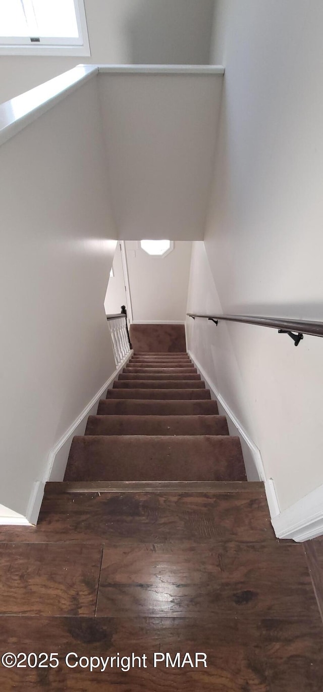 staircase featuring wood finished floors