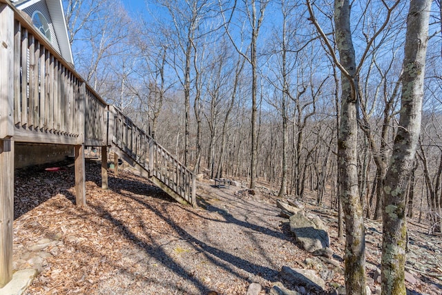 view of yard featuring stairway