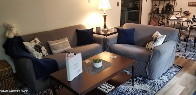 living area with wood finished floors