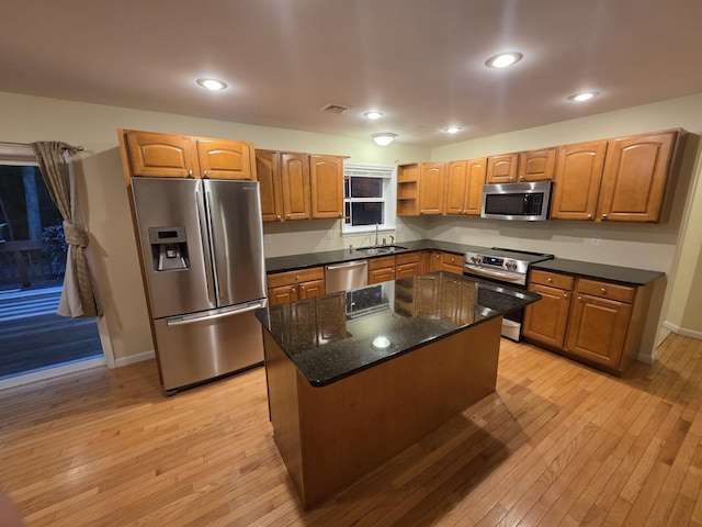 210 Grouse Run, Cresco, PA 18326 - kitchen featuring appliances with stainless steel finishes, light wood-style floors, open shelves, and recessed lighting