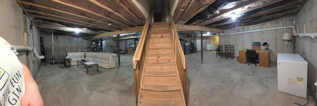 210 Grouse Run, Cresco, PA 18326 - unfinished basement featuring refrigerator and washer / clothes dryer