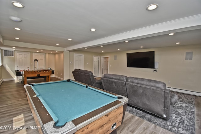 386 Camelback Rd, Tannersville, PA 18372 - game room with recessed lighting, billiards, and wood finished floors