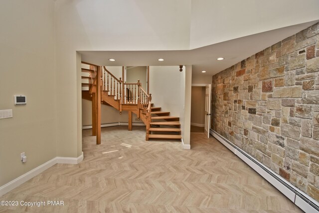 386 Camelback Rd, Tannersville, PA 18372 - interior space with a baseboard heating unit, baseboards, and recessed lighting