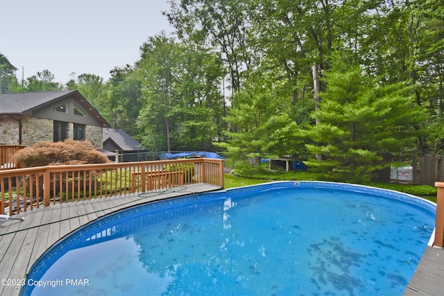 386 Camelback Rd, Tannersville, PA 18372 - view of swimming pool with a wooden deck