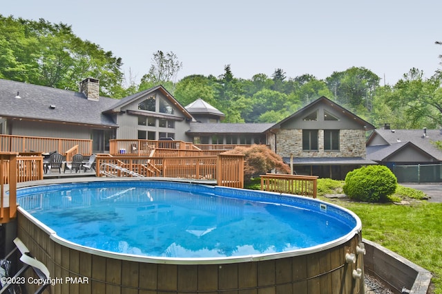 386 Camelback Rd, Tannersville, PA 18372 - view of pool featuring a wooden deck