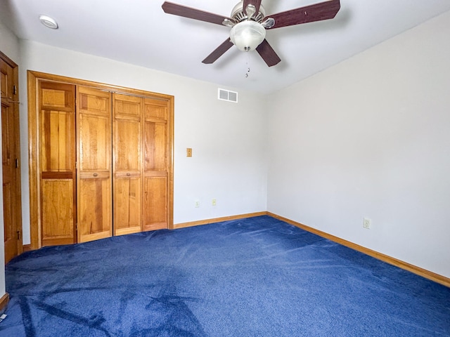 3708 Bayberry Dr, Danielsville, PA 18038 - unfurnished bedroom with dark colored carpet and ceiling fan