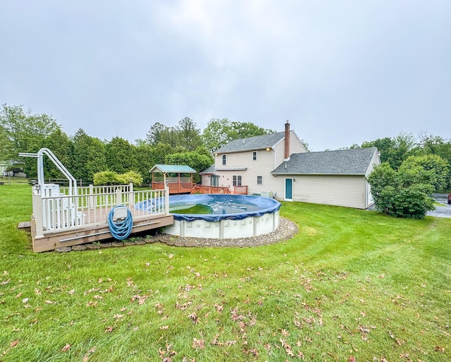 3708 Bayberry Dr, Danielsville, PA 18038 - view of grassy yard featuring a wooden deck and a covered pool