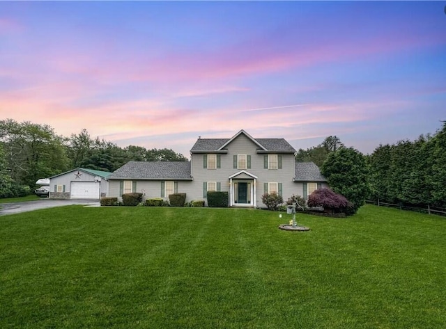 3708 Bayberry Dr, Danielsville, PA 18038 - view of front facade featuring driveway, a front lawn, and a detached garage