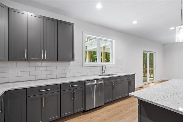 156 Crabapple Ln, Kunkletown, PA 18058 - kitchen with dishwasher, tasteful backsplash, plenty of natural light, light wood finished floors, and recessed lighting