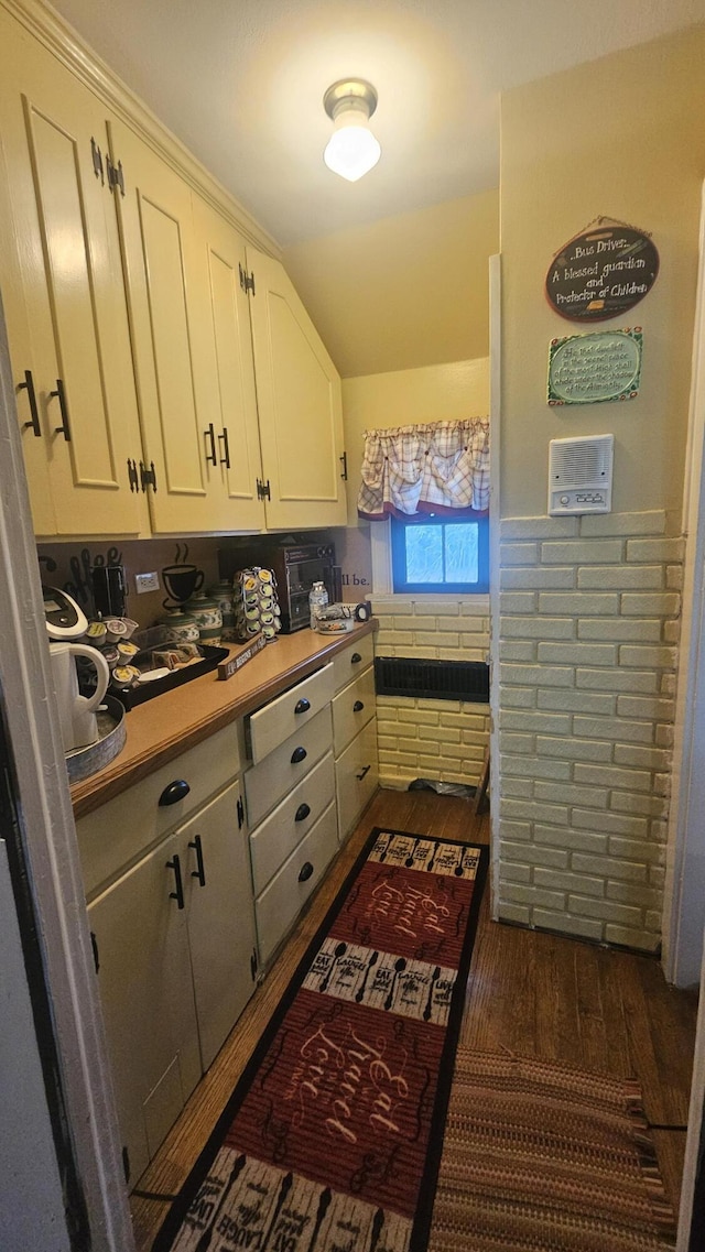 455 Laurel Pine Rd, Cresco, PA 18326 - kitchen with white cabinetry and dark wood-style floors
