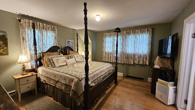 455 Laurel Pine Rd, Cresco, PA 18326 - bedroom featuring wood finished floors and a baseboard heating unit