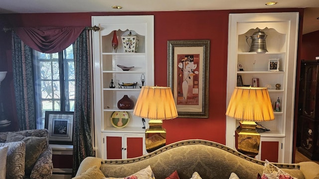 455 Laurel Pine Rd, Cresco, PA 18326 - living area with built in features and recessed lighting