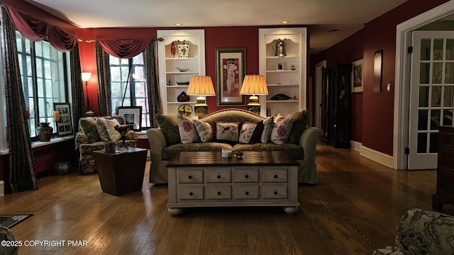 455 Laurel Pine Rd, Cresco, PA 18326 - living area with dark wood-style flooring and recessed lighting