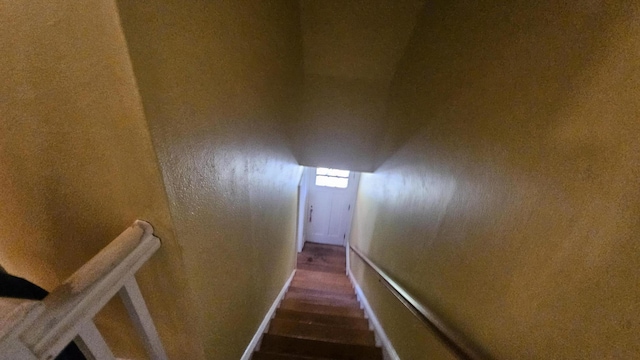 455 Laurel Pine Rd, Cresco, PA 18326 - stairs featuring wood finished floors and baseboards