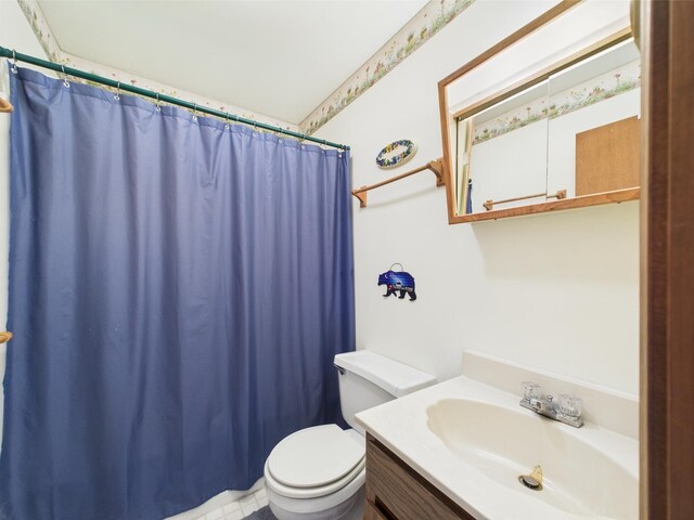 199 Wyomissing Dr, Pocono Lake, PA 18347 - full bath featuring toilet, curtained shower, and vanity