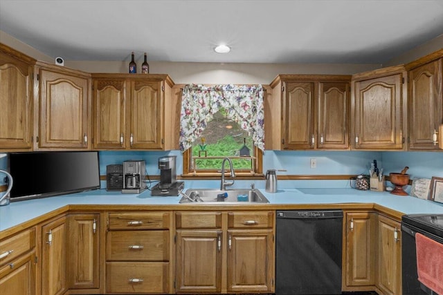2726 Pocono Cir, Bartonsville, PA 18321 - kitchen with black appliances, light countertops, and brown cabinets
