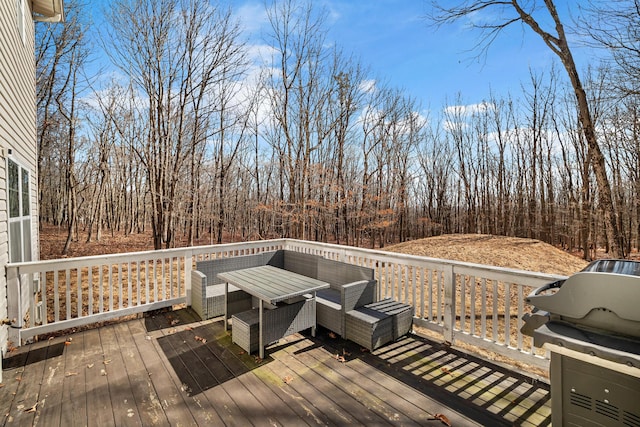 deck featuring grilling area