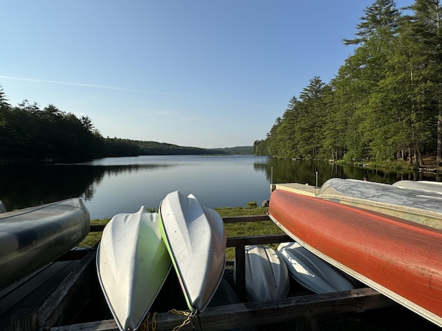 173 Water View Dr, Hawley, PA 18428 - dock area featuring a water view and a wooded view