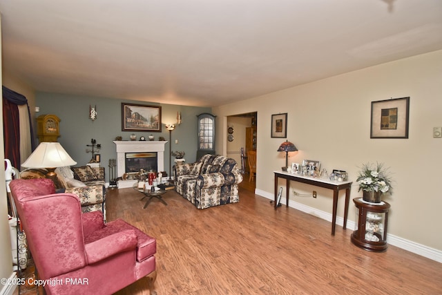 living room with hardwood / wood-style floors