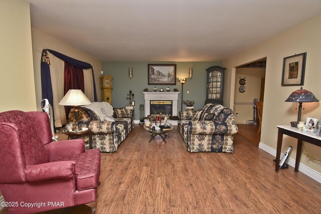 living room with hardwood / wood-style flooring