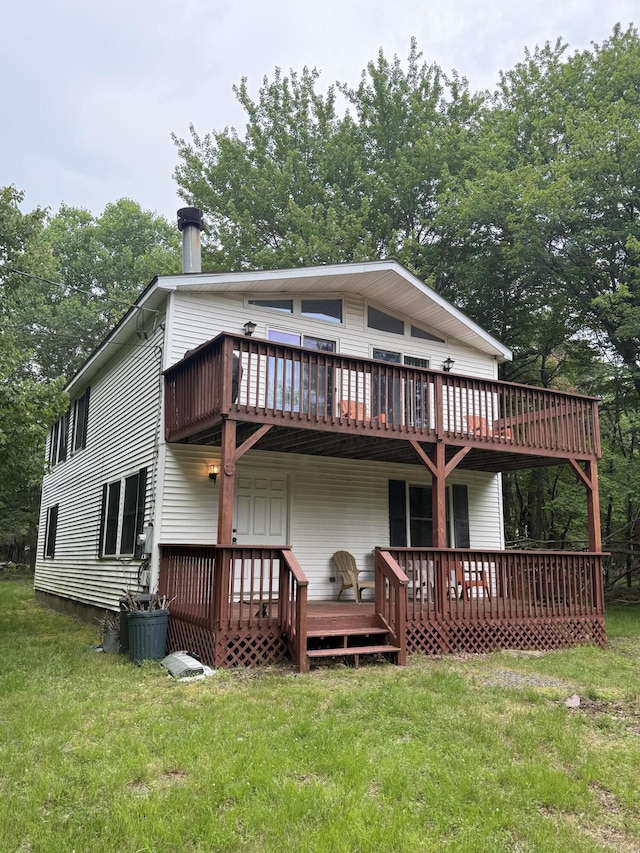 281 Fern Ridge Rd, Blakeslee, PA 18610 - back of property featuring a lawn and a deck