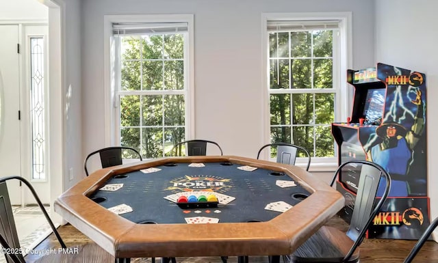 game room with a healthy amount of sunlight