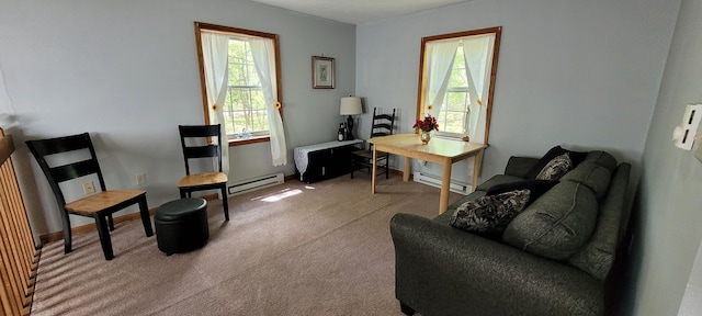 25 Byron Ln, Albrightsville, PA 18210 - carpeted living area with a baseboard heating unit